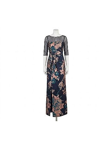 Kay Unger Catrina 3d Bow Floral Jacquard Gown in Classic Navy/Apricot (view 1)