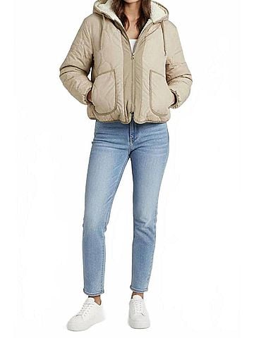 Love Tree Reversible Faux Fur Coat in Khaki (view 2)