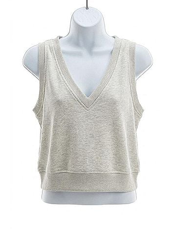 Papermoon Cropped Vest And Pleated Mini Skirt Set in White Melange (view 1)