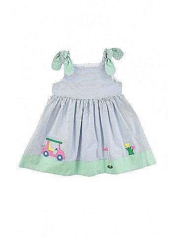 Florence Eiseman Kid's Par For The Course Seersucker Dress 5 Mo in Blue (view 1)