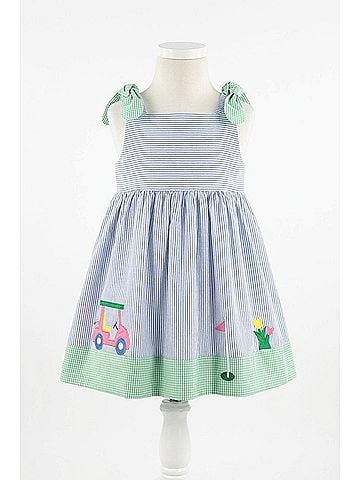 Florence Eiseman Kid's Par For The Course Seersucker Dress 5 Mo in Blue (view 2)