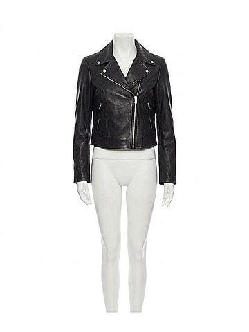 Lamarque Kelsey Leather Biker Jacket in Black (view 1)