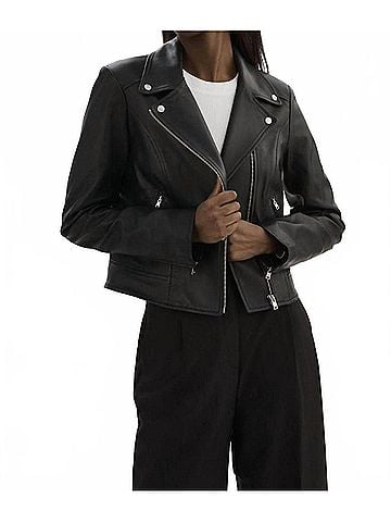 Lamarque Kelsey Leather Biker Jacket in Black (view 2)