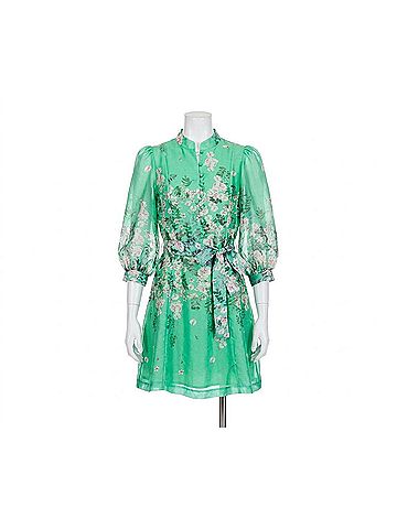 Jade The Enchanted Bloom Mini Dress in Emerald Green (view 1)