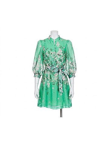 Jade The Enchanted Bloom Mini Dress in Emerald Green (view 1)