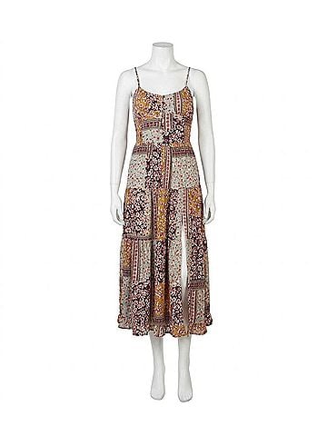 Angie Spaghetti Strap Dress With Tie Front in Multi (view 1)