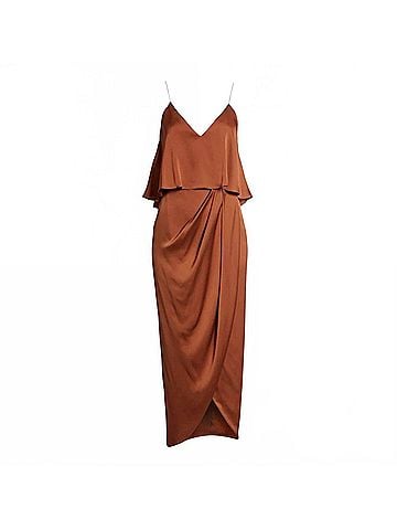 Shona Joy Women's Luxe Frill Tulip Hem Maxi Dress in Mocha (view 1)