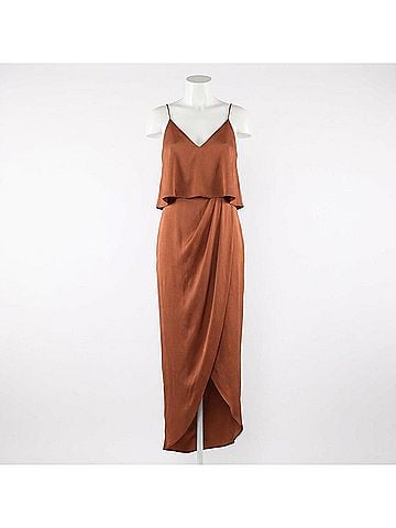 Shona Joy Women's Luxe Frill Tulip Hem Maxi Dress in Mocha (view 2)