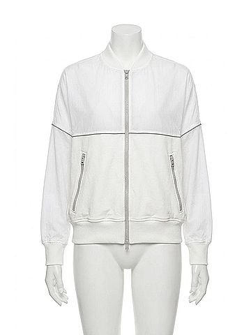 Brunello Cucinelli Poplin Paneled French Cotton Blend Terry Jacket in White (view 1)