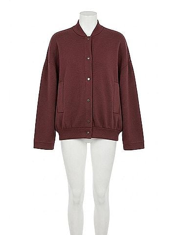Brunello Cucinelli Women's Knit Bomber Jacket in Bordeaux / Burgundy (view 1)