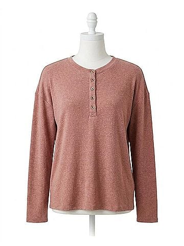 Be Cool Sarah Hacci Henley Top in Marsala (view 1)
