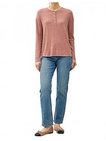 Be Cool Sarah Hacci Henley Top in Marsala (view 2)