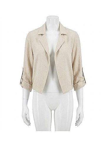Renuar Lurex Thread Woven Blazer Jacket in Gold (view 1)