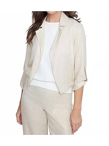 Renuar Lurex Thread Woven Blazer Jacket in Gold (view 2)