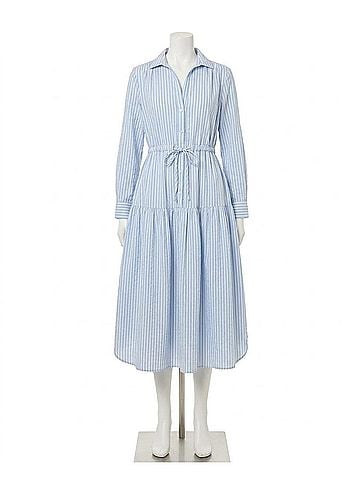 Corey Lynn Calter Scottsdale Midi Dress in Blue Stripe (view 1)