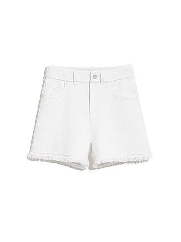 Barrie Denim Fringed Cashmere Cotton Shorts in Niveous (view 1)