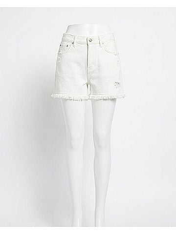 Barrie Denim Fringed Cashmere Cotton Shorts in Niveous (view 2)