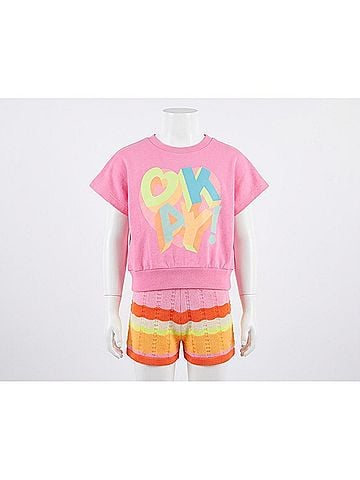 Billie Blush Kids' Knit Striped Shorts in Multicolor (view 2)