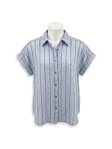 Hem & Thread Tina Stripe Top in Blue (view 1)