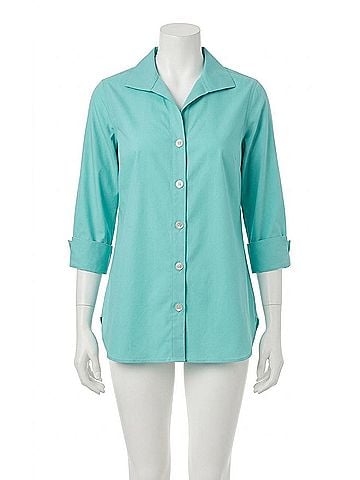 Foxcroft Pandora 3/4 Tunic in Oceanside (view 1)
