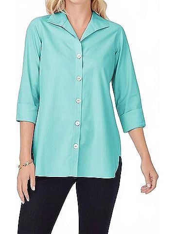 Foxcroft Pandora 3/4 Tunic in Oceanside (view 2)