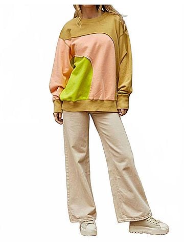 By Together Sunset Hour Crewneck Pullover in Coral (view 2)
