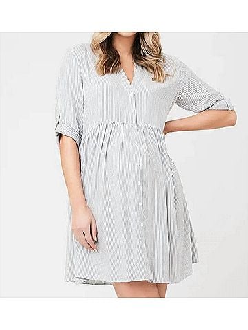 Ripe maternity Sam Stripe Dress in Slate (view 2)