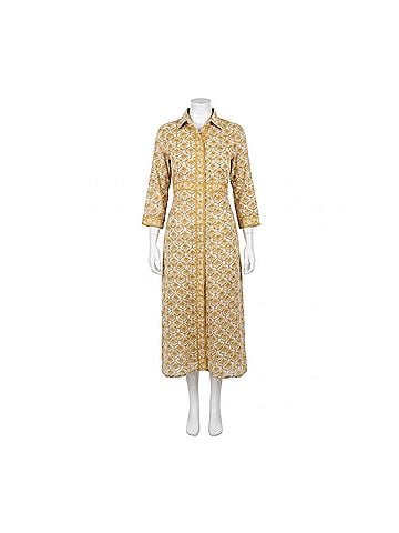 uncle frank Southern Sunshine Button Shirt Maxi Dress in Gold (view 1)