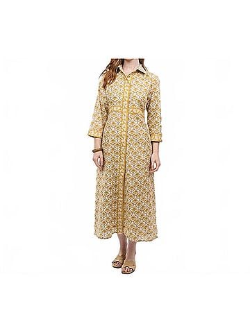 uncle frank Southern Sunshine Button Shirt Maxi Dress in Gold (view 2)
