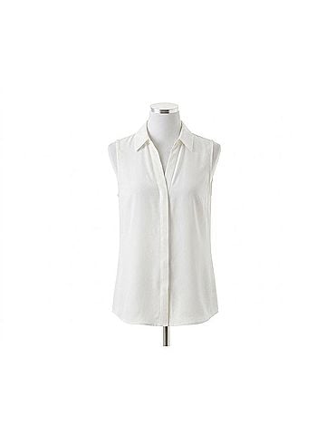 Theory Tanelis Sleeveless Silk Georgette Top in Ivory (view 1)