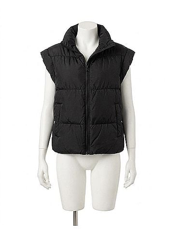 Ellison Front Zip Puffer Vest in Black (view 1)