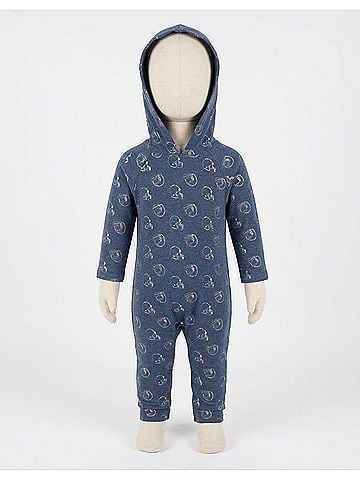 Andy & Evan Kid's Football Hooded Romper in Navy (view 2)