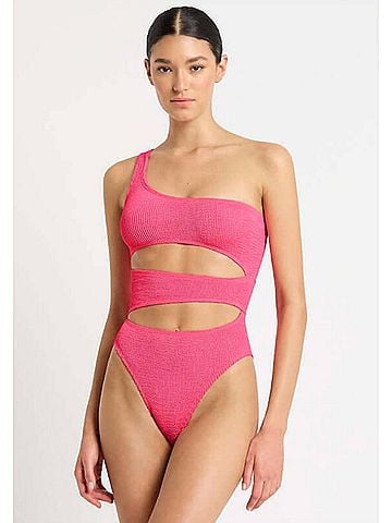 Bond-Eye Australia Rico Cutout One Shoulder One-Piece Swimsuit in Neon Azalea Pink (view 2)