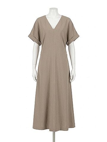 Brunello Cucinelli Monili Midi Dress in Beige (view 1)