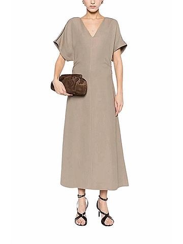Brunello Cucinelli Monili Midi Dress in Beige (view 2)
