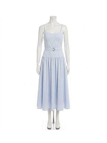 Karina Grimaldi Mavi Stripe Midi Dress in Blue Sear Sucker (view 1)