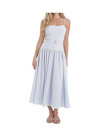 Karina Grimaldi Mavi Stripe Midi Dress in Blue Sear Sucker (view 2)