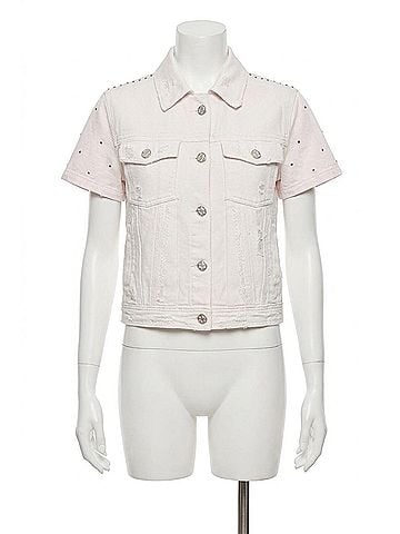 Barrie Oversized Sleeveless Denim Jacket in Niveous (view 1)