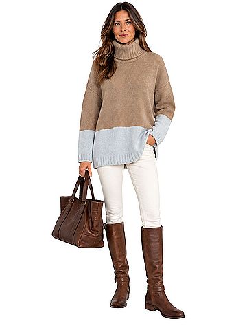 BCBGMAXAZRIA Colorblock Oversized Turtleneck Turtleneck Sweater (view 1)