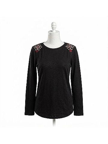 Roper Lacy Long Sleeve Top in Black (view 1)