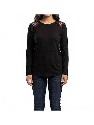 Roper Lacy Long Sleeve Top in Black (view 2)