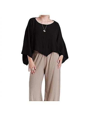 Oh My Gauze! Vanna Boatneck Top in Black (view 2)