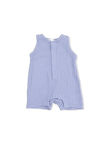 Angel Dear Kids Solid Muslin Sleeveless Shortie Romper in Blue Blizzard (view 1)