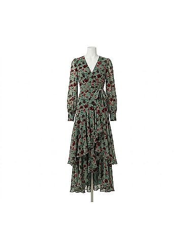 Hutch Women's Helene Velvet Burnout Floral Wrap Maxi Dress in Blue / Multi (view 1)
