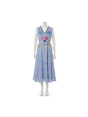 uncle frank Sun Sation Striped Tiered Maxi Dress in Blue (view 1)