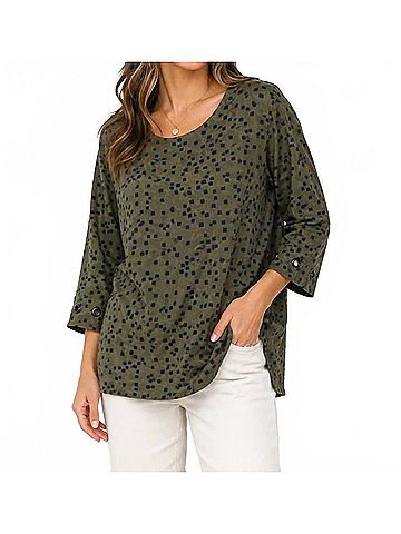 MULTIPLES Elise Scoop Neck Blouse in Olive (view 2)