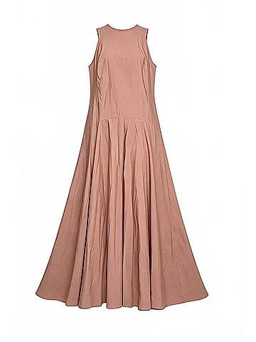Brunello Cucinelli Women's Pleated Maxi Dress in Brown (view 1)