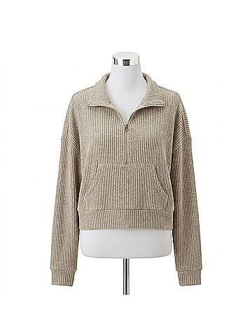 Dylan Hampton Zip Pullover in Heather Oat (view 1)