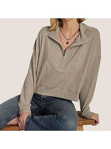 Dylan Hampton Zip Pullover in Heather Oat (view 2)