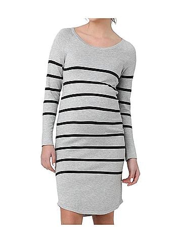 Ripe maternity Valerie Striped Knit Dress in Grey (view 2)